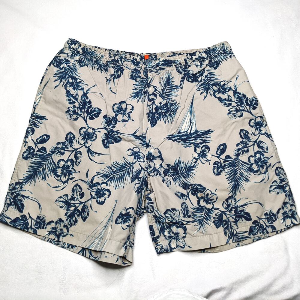 Nautica Men's Swim Trunks XL Blue Print Lined Beach Shorts